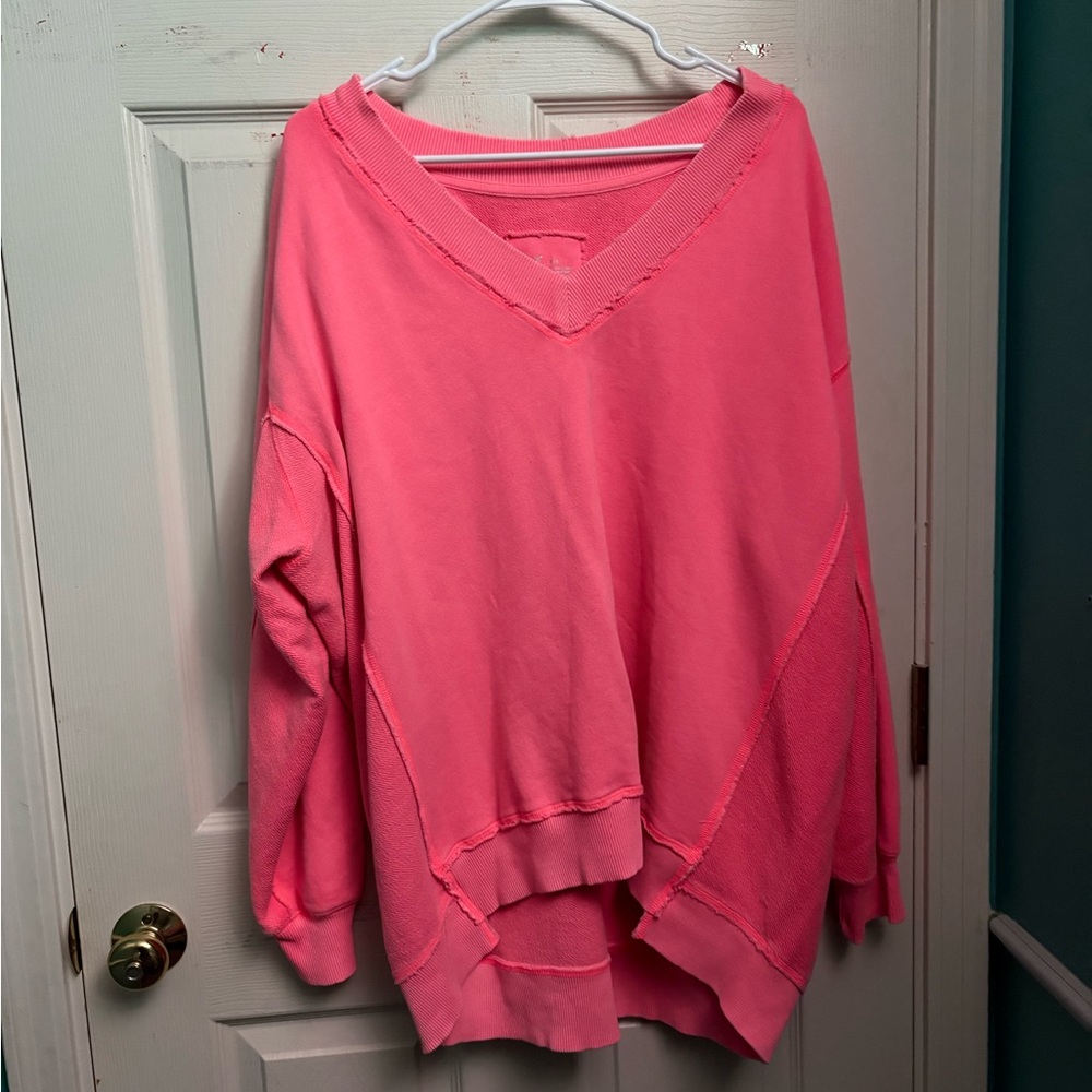 Aerie Bright Pink V-Neck Top